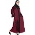 Front open embroidered Dubai abaya- Maroon